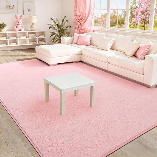 Soft Rugs for Living Room 6x9 Pink, Minimalist Area Rug for Bedroom Nursery Dining Table Dorm, Large Throw Rugs for Girls Kids Room Indoor Floor Carpets