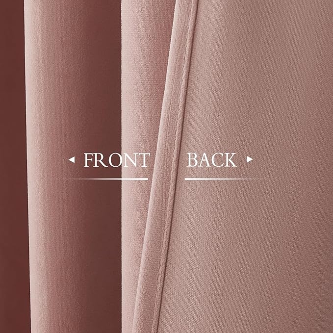 StangH Dusty Pink Velvet Curtains Elegant Decor for Girls Bedroom, W42 x L90, Soft Room Darkening Window Drapes for Dressing Room Luxury Backdrops for Wedding Party, 2 Panels