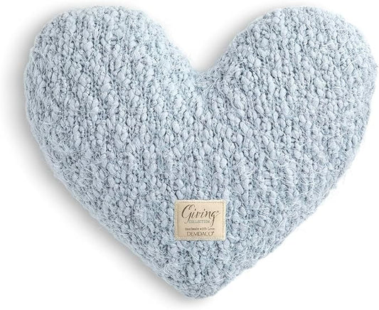 DEMDACO Giving Collection Soft Blue Weighted Giving Heart - Weighted Heart Pillow for Bedding - Decorative Throw Pillow - Meaningful Gift Idea - Handmade - Luxurious, Soft & Cozy - 1.85 lbs