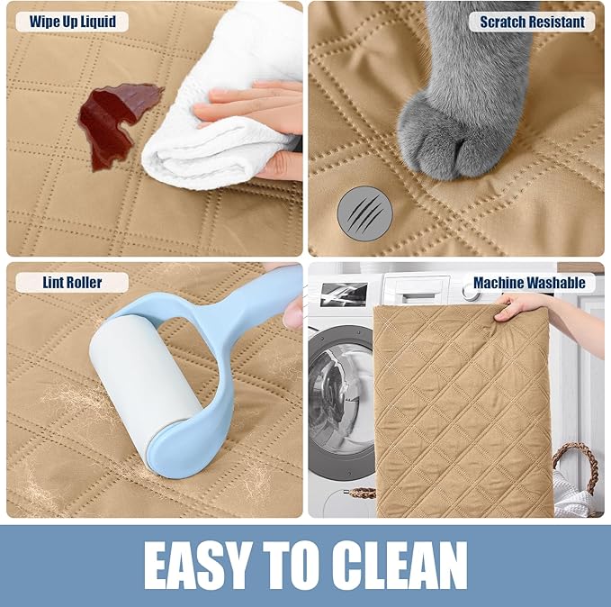 Smiry Waterproof Dog Bed Cover Pet Blanket, Soft Washable Dog Blanket for Furniture Bed Couch Sofa Reversible, Checkered (40"x80", Camel/Camel)