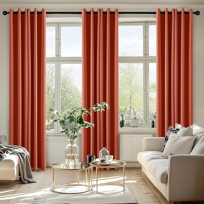 MIULEE Burnt Orange Blackout Curtains for Bedroom Living Room 84 Inches Long 2 Panels, Thermal Insulated Room Darkening Drapes Grommet Noise Reducing Light Blocking Window Treatments 40x84 Inch