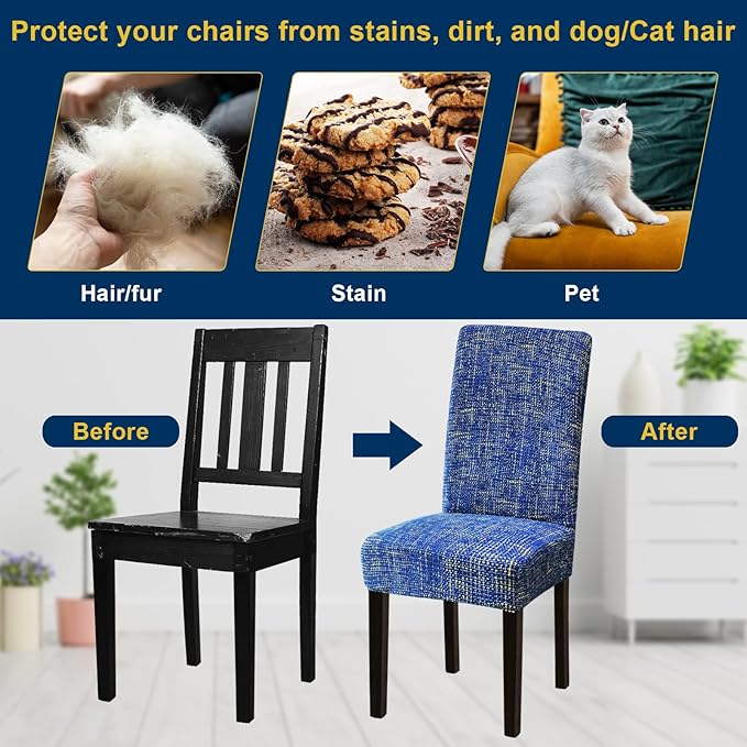 Chair Covers, Stretch Kitchen Chair Covers/Dining Chair Covers for Dining Room 8 Pack, Removable Washable Dining Chair Slipcovers for Home, Hotel, Banquet