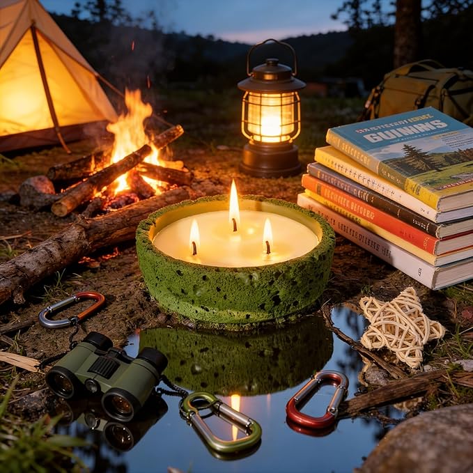 Viyffo Large Citronella Candles Outdoor, 3 Wick 20oz Citronella Candle Indoor, Non Toxic Soy Scented Candle, Green Ceramic Jar for Patio, Deck, Garden, Backyard, Camping, Home Fragrance, Décor & Gift