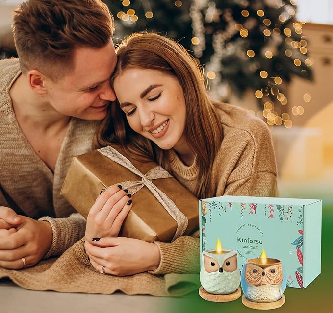 Citronella Candles Outdoor Gift Ideas for Women, 6x3.5oz Novelty Owl Soy Candles for Gift Sets Women, Aromatherapy Candles Bulk for Garden, Porch, Outdoor Patio Décor