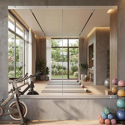 Antok Home Gym Mirror 60"x40" 2PCS, Large Full Length Wall Mounted Mirrors, Frameless Tempered Glass Full Body Mirror for Gym Yoga Dance Studio Garage Bedroom & Bathroom