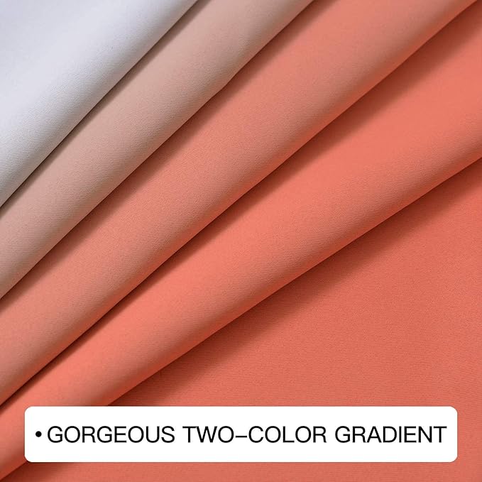 COSVIYA Grommet Ombre Room Darkening Curtains 84 inch Length 2 Panels, Coral and Off White Gradient Drapes Light Blocking Insulated Thermal Window Curtains for Bedroom/Living Room,52x84 inches
