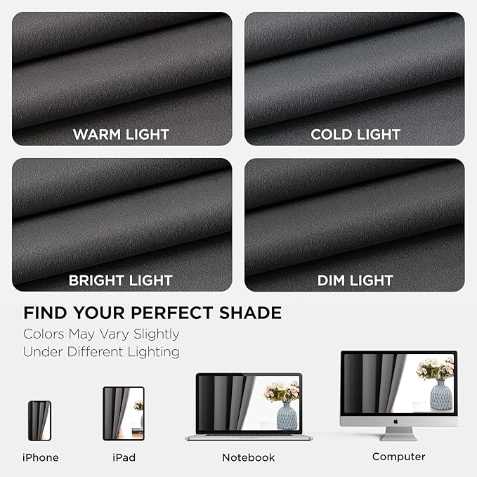Joydeco Blackout Curtains 63 Inch Length 2 Panels Set, Thermal Insulated Long Curtains& Drapes 2 Burg, Room Darkening Grommet Drapes for Living Room Bedroom Window (W52 x L63 Inch, Light Grey)