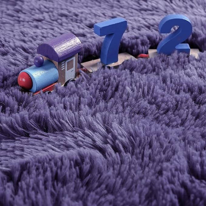 Noahas Fluffy Taro Purple Rugs for Bedroom Girls,Door Mat Indoor Entrance,2x3 Shaggy Small Non-Slip Entryway Entry Area Rugs,Soft Bedside Throw Kids Carpet Home Decor