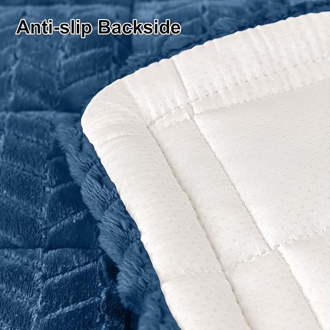 Smiry Non Slip Couch Armrest Covers for Dogs, Fuzzy Pet Couch Arm Covers for Sofa Pet Friendly, Soft Sofa Slipcovers Recliner Chair Arm Protector Washable (Navy Blue, 27.6" x 27.6")