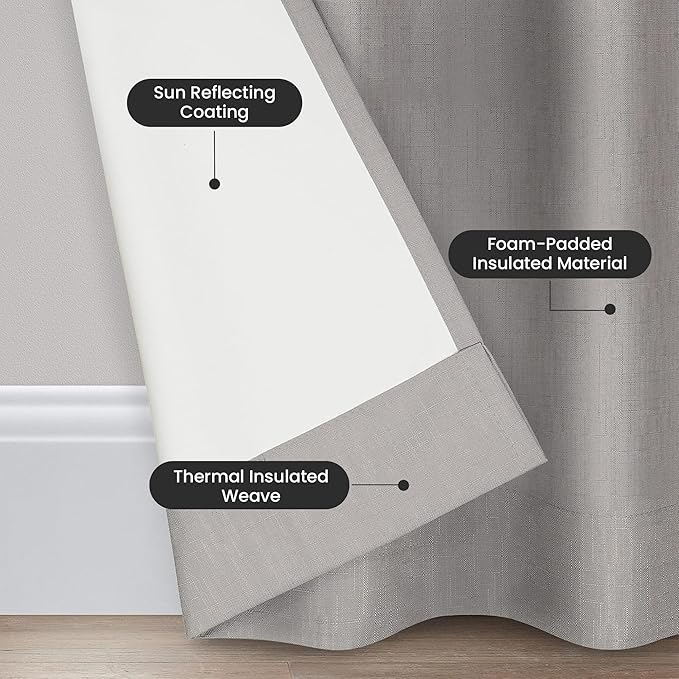 ECLIPSE Kendall Modern Blackout Thermal Rod Pocket Window Curtain for Bedroom or Living Room (1 Panel), 42" x 95", Grey