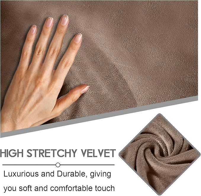 ULTICOR Velvet 8-Pieces Recliner Sofa Covers Stretch Reclining Couch Covers for 3 Cushion Reclining Sofa Slipcovers Furniture Covers Thick Soft Washable (3 Seater Recliner Cover, Sand)