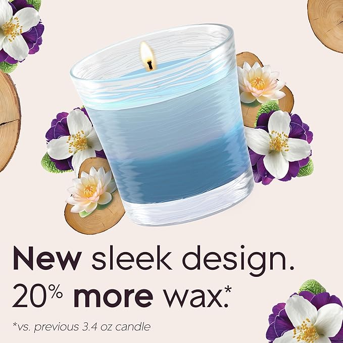 Glade 1-Wick 2in1 Scented Candle Jar, Moonlit Walk & Wandering Stream, Air Freshener Infused with Essential Oils, 4.08 Oz, 3 Count