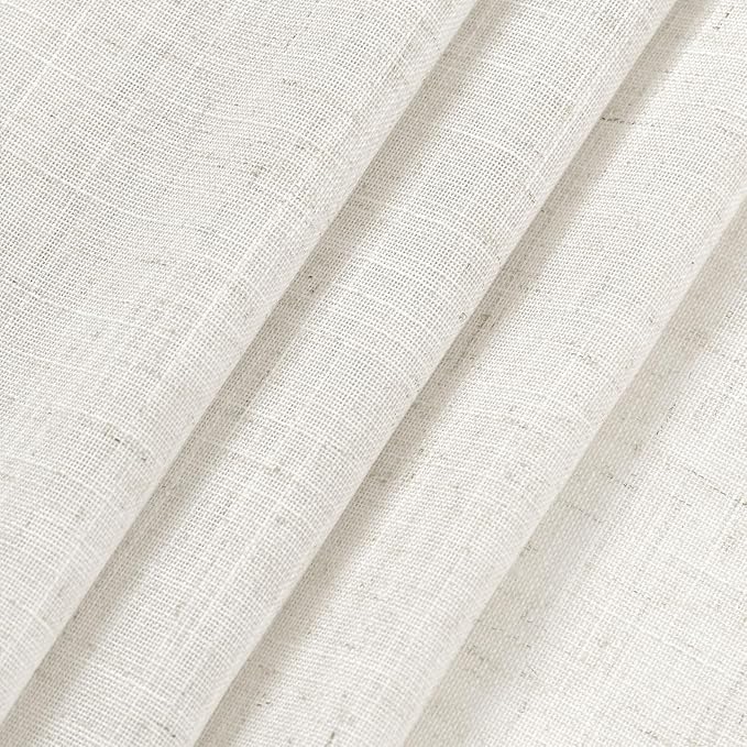Nanspring Beige White Linen Curtains for Living Room 78 Inches Long Back Tab and Rod Pocket Light Filtering Semi Sheer Curtain Rustic Farmhouse Decor Luxury Drapes for Bedroom Office 52x78, 2 Panels