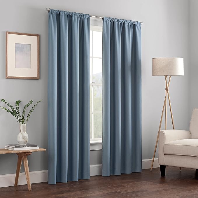 ECLIPSE Kendall Modern Blackout Thermal Rod Pocket Window Curtain for Bedroom or Living Room (1 Panel), 42" x 54", Slate