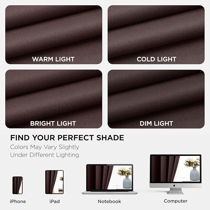 Joydeco Blackout Curtains 90 Inch Length 2 Panels Set, Thermal Insulated Long Curtains& Drapes 2 Burg, Room Darkening Grommet Drapes for Living Room Bedroom Window (W52 x L90 Inch, Chocolate)