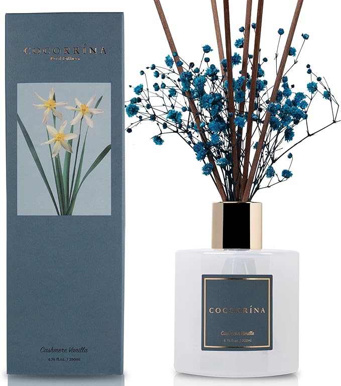 COCORR??NA Reed Diffuser - Cashmere Vanilla 6.7 fl oz Reed Diffuser for Bedroom Bathroom Home D??cor