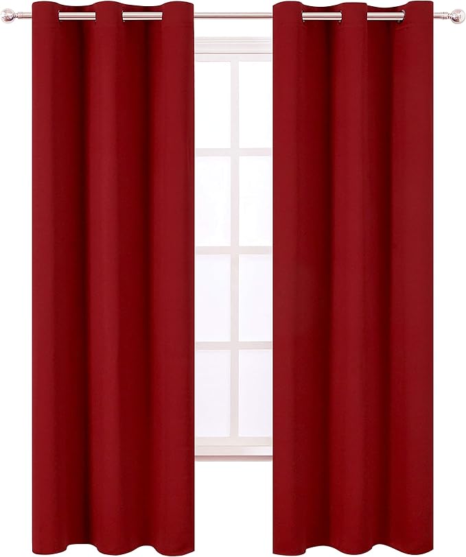 LEMOMO Blackout Curtains 42 x 84 Inch - Red Curtains Set of 2 Panels - Room Darkening, Thermal Insulated for Living Room