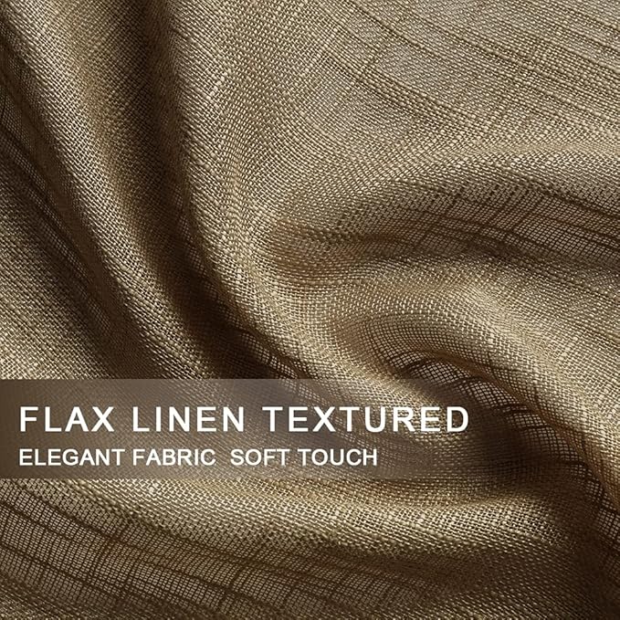 XTMYI Country Kitchen Curtains Burlap Linen Woven Textured Cabin Bathroom Farmhouse Decor Cafe Curtain Tiers Short Rustic Curtains for Small Window,Camal,36 Inch Length