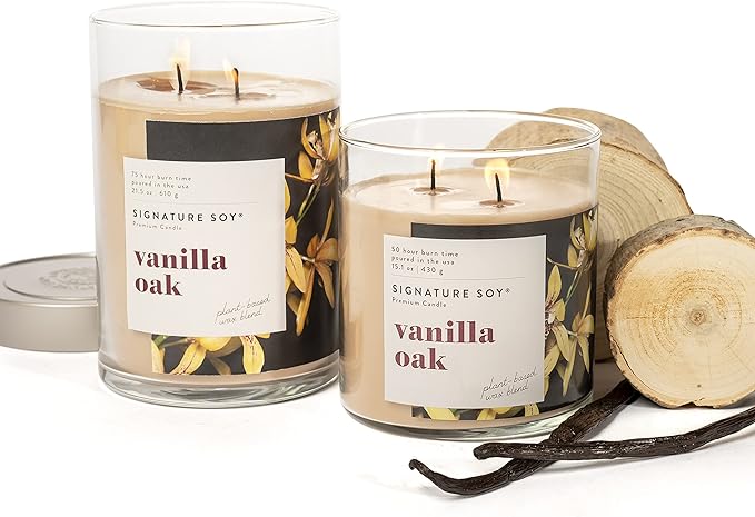 Signature Soy Lidded Vanilla Oak Scented Candle, Extra Large Jar