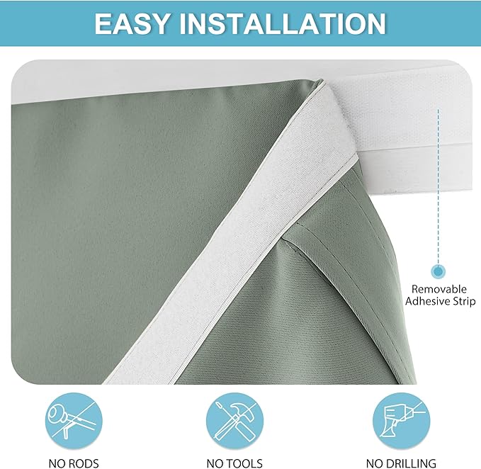 RYB HOME Tricia French Door Curtain - Blackout Curtain Room Darkening Privacy Tie up Window Drapes for Front/Patio/Sliding Glass Door Blind, W42 x L72 inch, Sage Green, 1 Panel