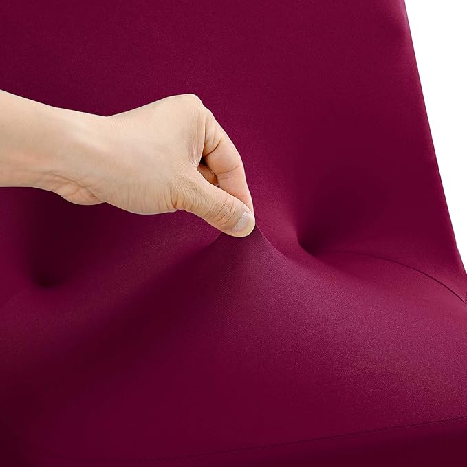Peomeise Stretch Spandex Folding Chair Cover for Wedding Party Dining Banquet Event (Burgundy,12pcs)