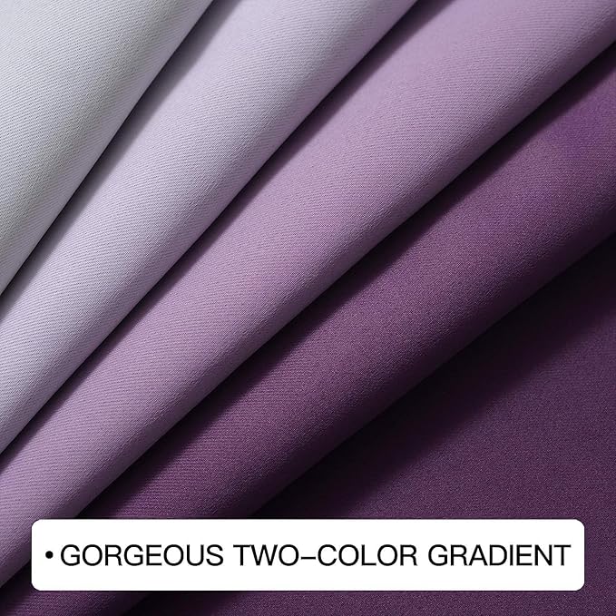 COSVIYA Curtains & Drapes Ombre Purple Curtains 90 inch Length 2 Panels, Grommet Room Darkening Light Blocking Insulated Thermal Gradient Window for Bedroom/Living Room,52x90 inches
