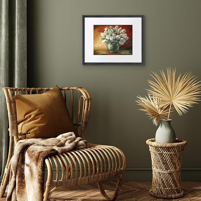 Americanflat Vintage Frames - 16x20 Picture Frame with Beaded Accents and Polished Plexiglass - Use as 11x14 Frame or Display 16x20 Photos Without Mat - Heirloom Collection - Wall Display - Black