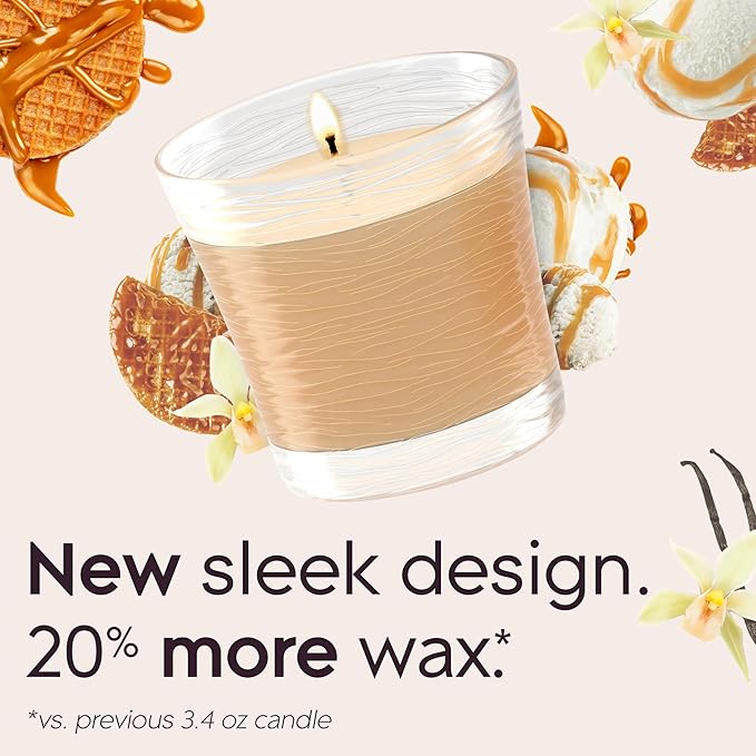 Glade 1-Wick Scented Candle Jar, Vanilla Caramel Twist, Air Freshener Infused with Essential Oils, 4.08 Oz, 2 Count
