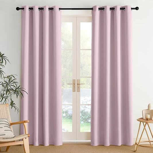 NICETOWN Room Darkening Draperies Curtains Panels, 2 Panels Baby Pink W52 x L84