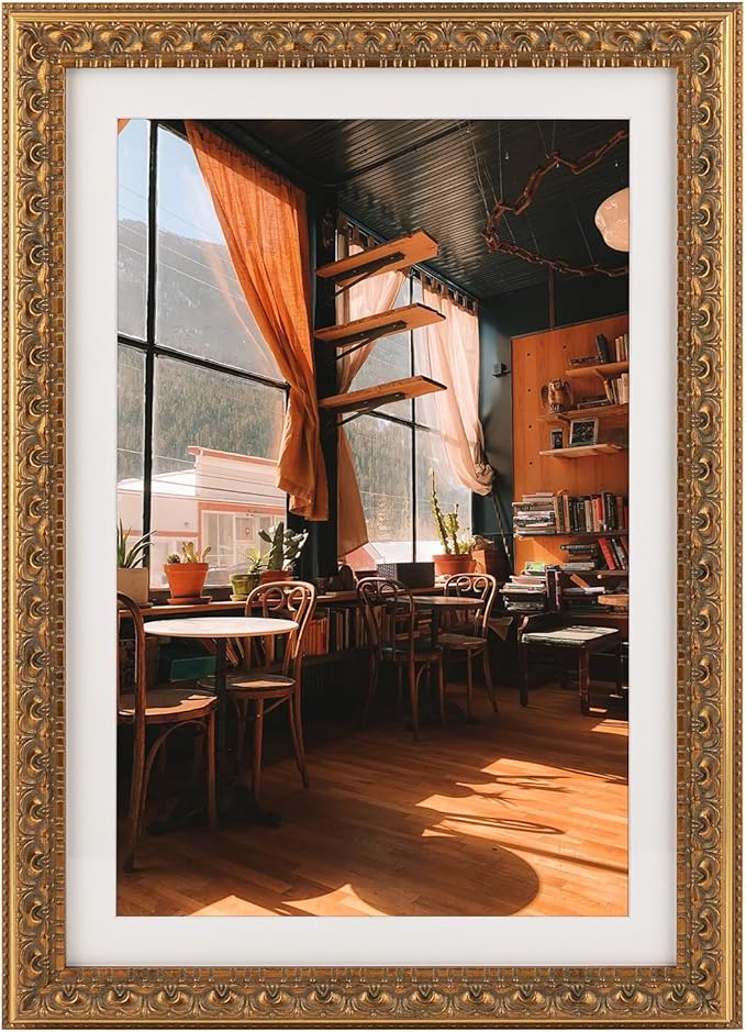 Golden State Art, 13X19 Ornate Finish Photo Frame with White Mat for 11X17 Picture & Real Glass, Color: Bronze