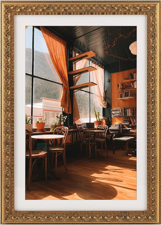 Golden State Art, 13X19 Ornate Finish Photo Frame with White Mat for 11X17 Picture & Real Glass, Color: Bronze