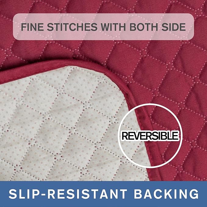 XINEAGE Water Resistant Recliner Cover, Nonslip Recliner Chair Covers for Reclining Chair with Pockets, Quilted Thick Recliner Slipcovers for Pets and Kids (Recliner Chair, Red)
