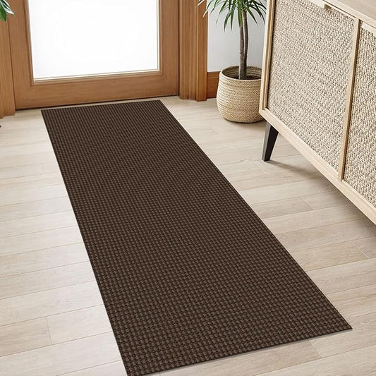 IOHOUZE Washable Runner Rug 2x5 Non Slip Runners for Hallways Entryway Runner Indoor, Kitchen Throw Rug Woven Cotton Floor Carpet for Hall Entrance Bedroom, Brown