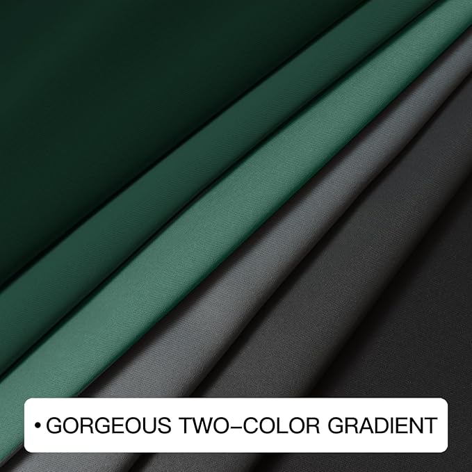 COSVIYA Blackout Drapes Dark Green and Black Curtains 84 inch Length 2 Panels,Full Room Darkening Grommet Insulated Thermal Window Treatments for Bedroom/Living Room,52x84 inches