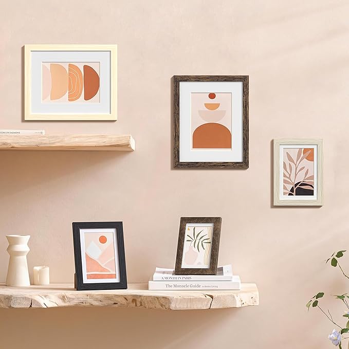 eletecpro 5x7 Picture Frames Set of 10, Picture Frame Collage Wall Decor Display 4x6 Photo with Mat or 5x7 without Mat, Home Decor Gallery Frame for Table Top or Wall Mounting, Multicolor