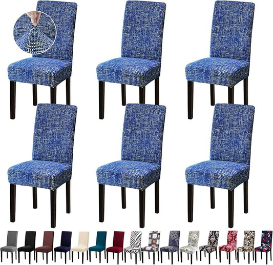 Chair Covers, Dining Room Chair Covers, Stretch Kitchen Chair Covers Set of 6, Removable Washable Dining Chair Slipcovers for Home, Hotel, Banquet
