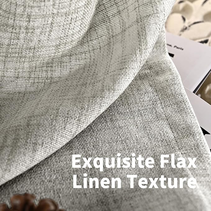 YoungsTex Linen Curtains 45 Inch Length for Living Room, Short Light Filtering Drapes Bronze Grommet Textured Privacy for Bedroom Window Decorative, Dark Grey, 52 x 45 Inch, 2 Panels