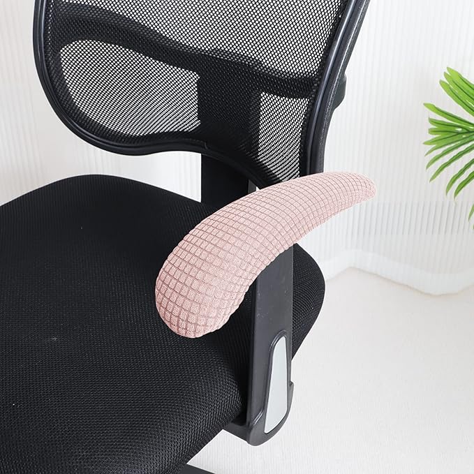 FORCHEER Office Chair Armrest Covers Pink 10-13 inch Long Stretchable Water Resistant Jacquard Desk Chair Arm Rest Covers for Computer Chair Arm Removable Washable 2 Pieces
