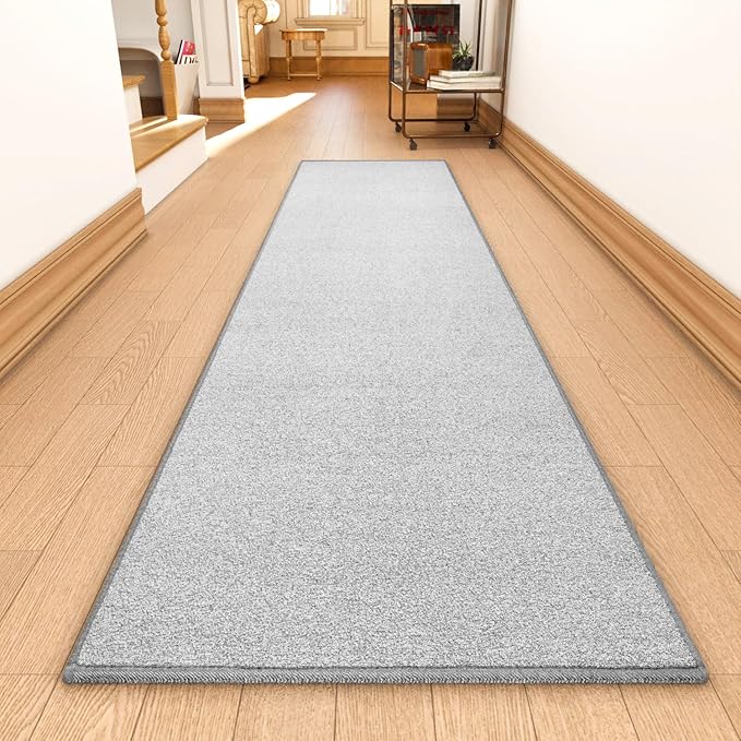 AREDO Door mat with Non Slip Rubber Backing, Washable Soft Floor Carpet for Kitchen, Hallway, Entryway Indoor, Bedroom, Laundry, Low Pile Area Rugs, Solid Color with Pointillism Style, 2 * 3 ft Grey