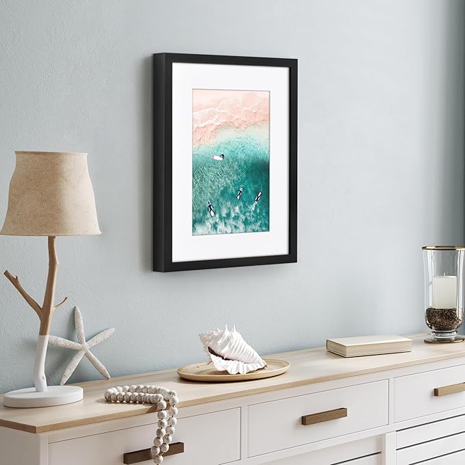 Americanflat 12x16 Picture Frame with Polished Plexiglass - Use as 8x12 Frame with Mat or Display 12x16 Photo Without Mat - Soho Collection - Deep Molding Picture Frames for Wall Display - Black