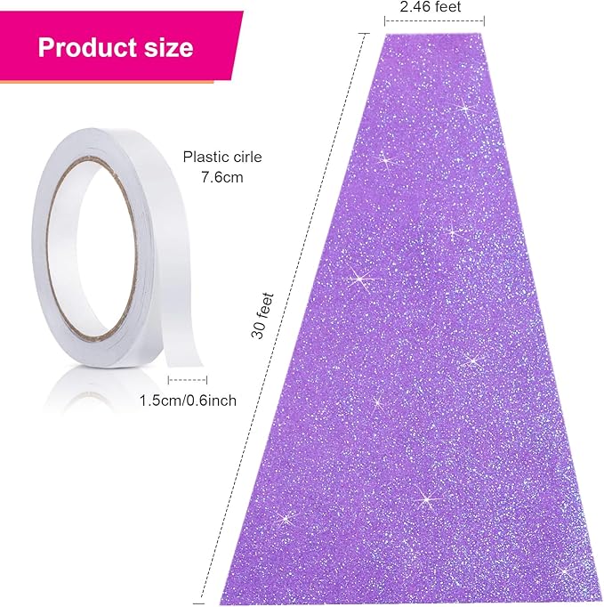 Tatuo Carpet Runner 2.46 x 30 ft Runway Rug 55 GSM Thickness with Carpet Tape for Prom Graduation Wedding Outdoor Indoor Hallway Movie Party Decoration Rug(2.46 x 30 Feet,Glitter Purple)