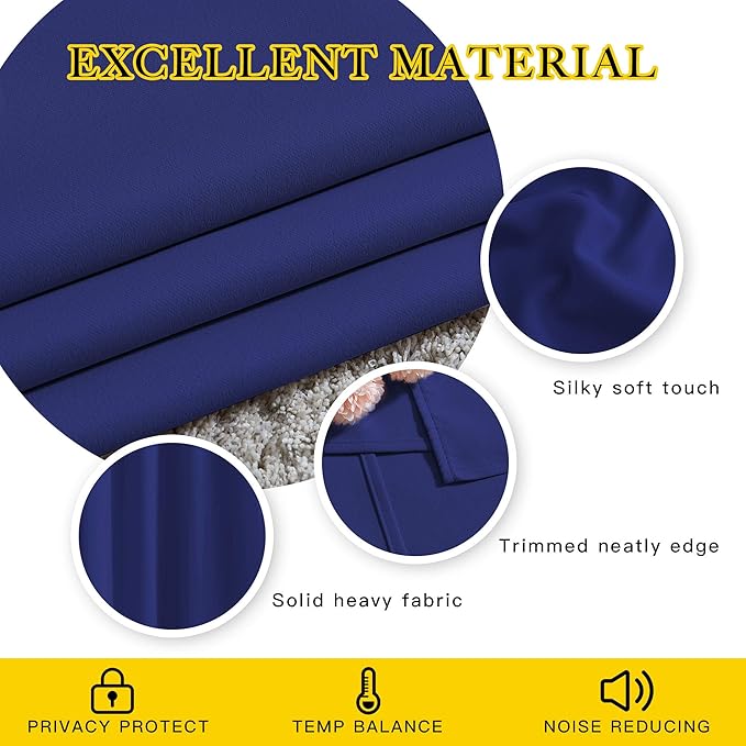 NICETOWN Blackout Curtain Panels Grommet - All Season Eyelet Top Blackout Draperies for Bedroom/Living Room/Glass Door??? Navy Blue??? 1 Pair of 52 x 45 inches