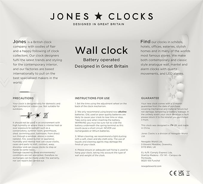 JONES CLOCKS® Movie wall Clock | Retro Rectangular Clock | 10 inch | Orange | Cool mid-Century Designer Look for Kitchen, Living Room or Office