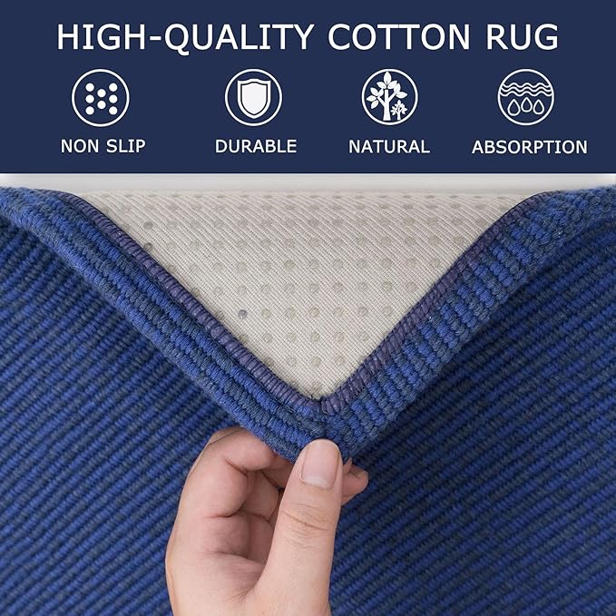 KOZYFLY Washable Runner Rug 3x16 ft Hallway Kitchen Runner Rugs with Rubber Backing Bobo Non Slip Entryway Runner Indoor, Long Carpet Runners for Hall Kitchen Entryway, Royal Blue