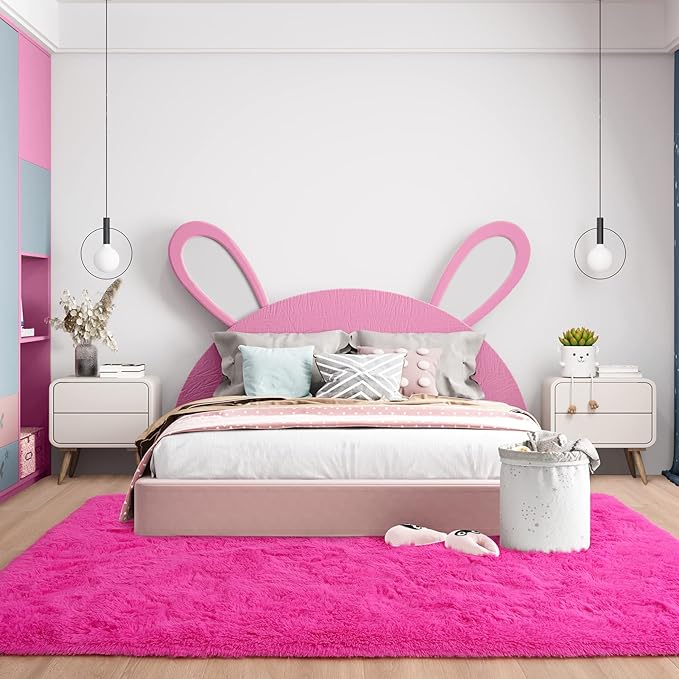 Noahas Fluffy 6x9 Area Rugs for Living Room,Shaggy Hot Pink Rugs for Bedroom Girls,Thick Shag Throw Carpet,Soft Non-Slip Dorm Nursery Kids Rug Home Decor Aesthetic