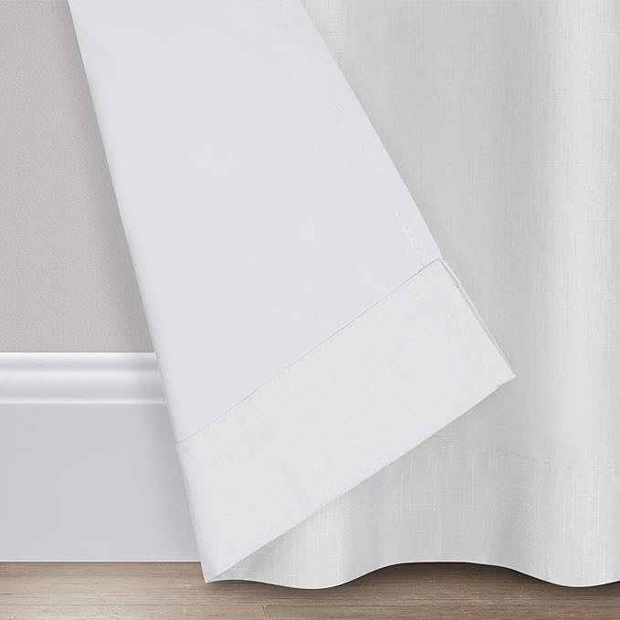 Eclipse Kendall Solid Textured Blackout Thermal Insulated Lining Grommet Window Curtain for Bedroom (1 Panel), 42 in x 84 in, White
