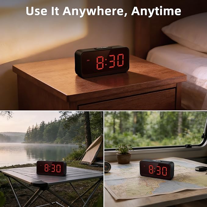 Battery Operated Small Alarm Clock: Compact Cordless Design - Image 7