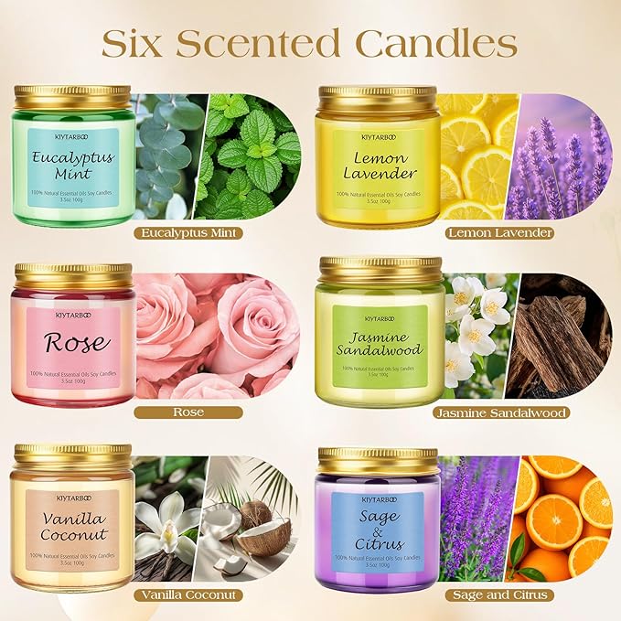 6 Pack Candle for Women | Scented Candles Set- Candles for Home Scented, Soy Wax Candles Bulk, Aromatherapy Candle Gifts Set for Women, Birthday, Valentine, Christmas, Anniversary Present