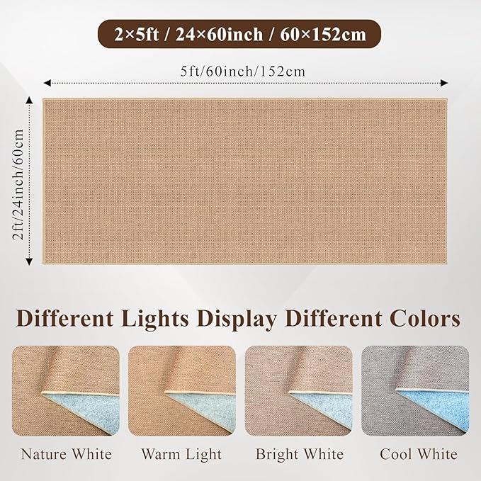 Easy Jute 2x5 Runner Rug: Non Slip Solid Color Low Pile Indoor Doormat - Machine Washable Entryway Kitchen Bathroom - Carpet for Dorms Small Spaces Ideal for Young Families First Home (Beige,2x5)