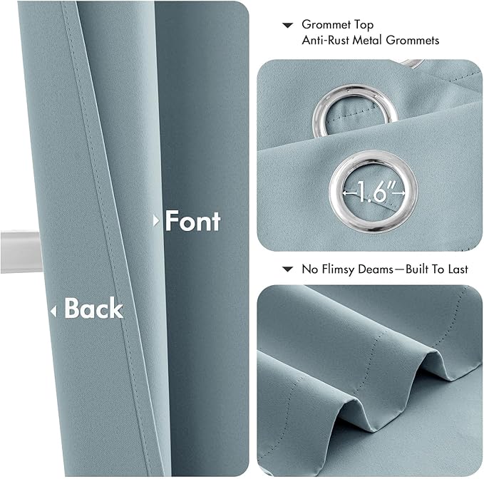 MIULEE Slate Blue Blackout Curtains for Bedroom Living Room 72 Inches Long 2 Panels, Thermal Insulated Room Darkening Drapes Grommet Noise Reducing Light Blocking Window Treatments 40x72 Inch